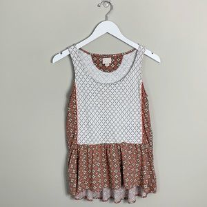 Postmark Floral Smock Tank Orange